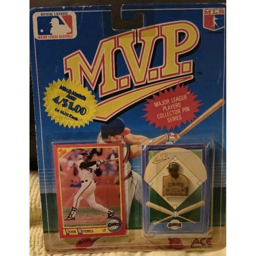 1990‎ ACE MVP Kevin Mitchell Rookie Card & Pin SF Giants MLB Premier NOS